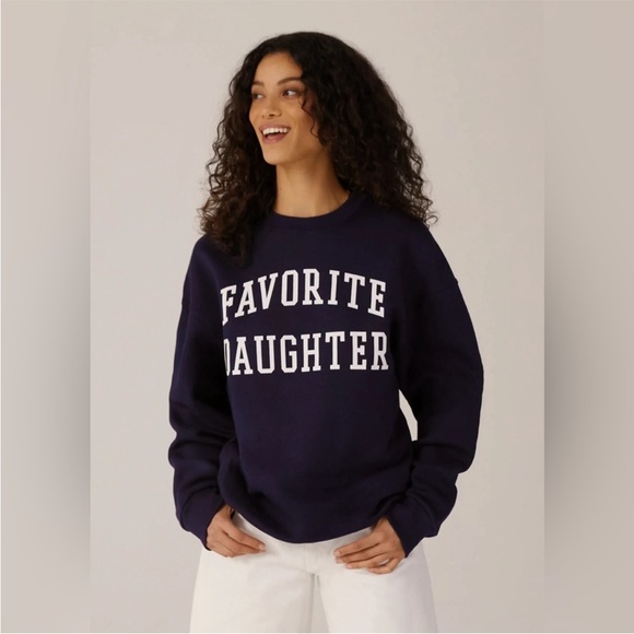 Favorite Daughter Tops - Favorite Daughter Collegiate Sweatshirt in Navy Size Large